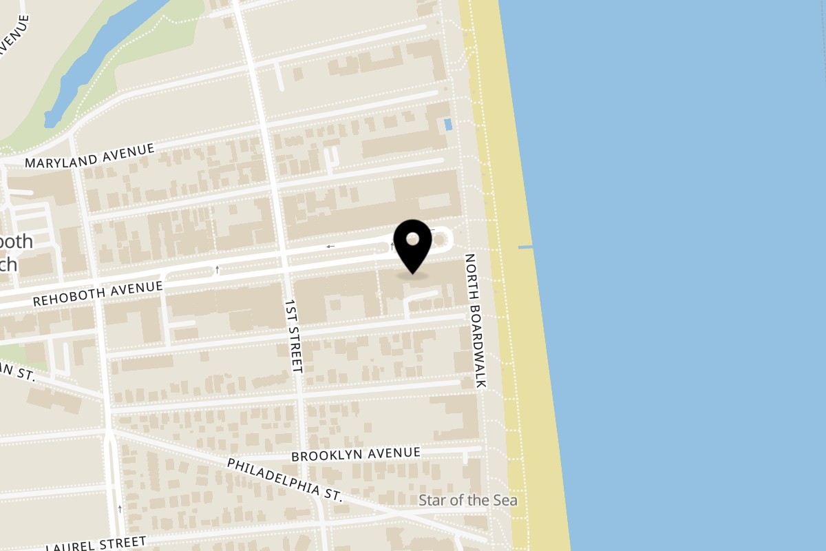 Map showing the location of Go Fish! on 24 Rehoboth Ave in Rehoboth Beach